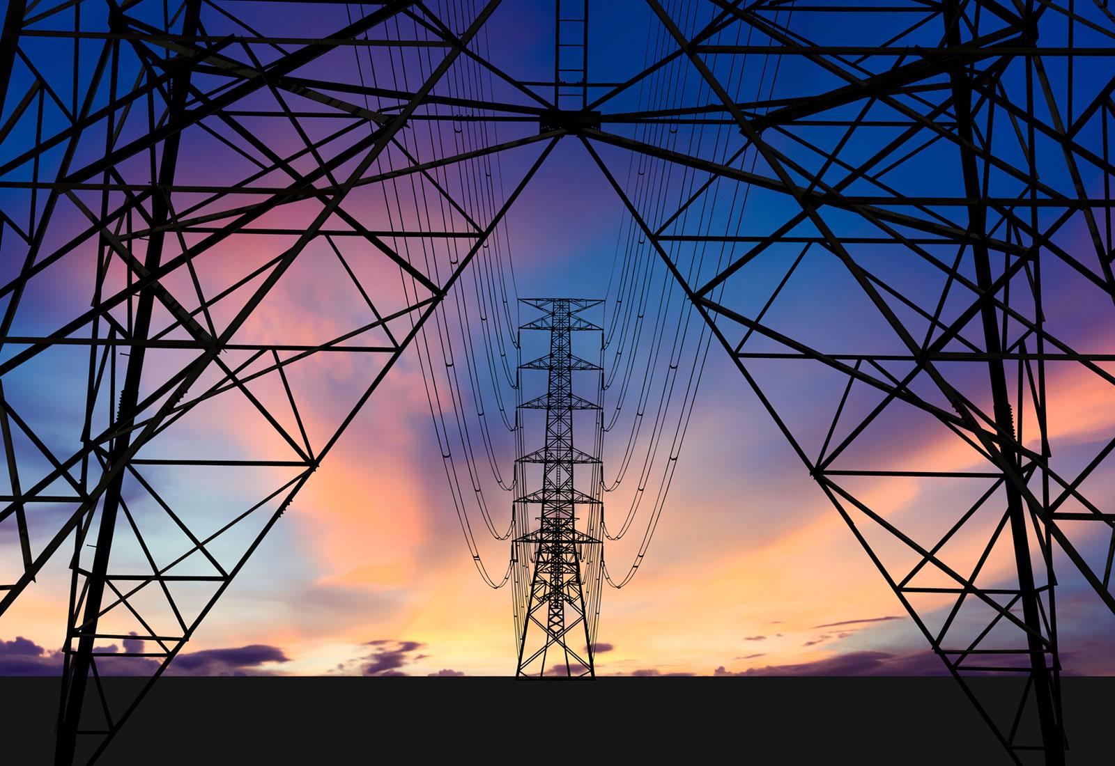 telecommunication tower with sunset