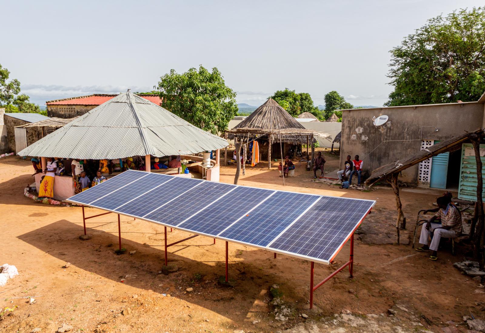 Solar panels in the health care center of Dindefelo, a remote village in Senegal where more than 10,000 people live without electricity or drinking water.