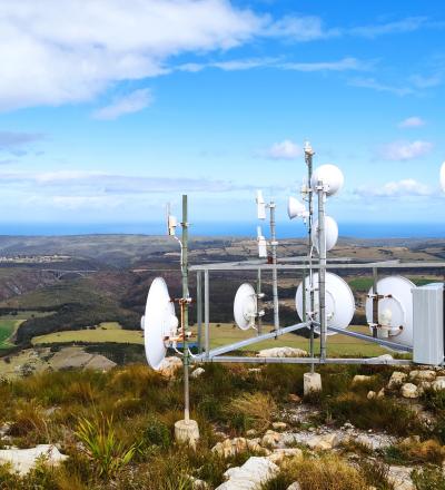 A telecommunication station on top of a mountain peak